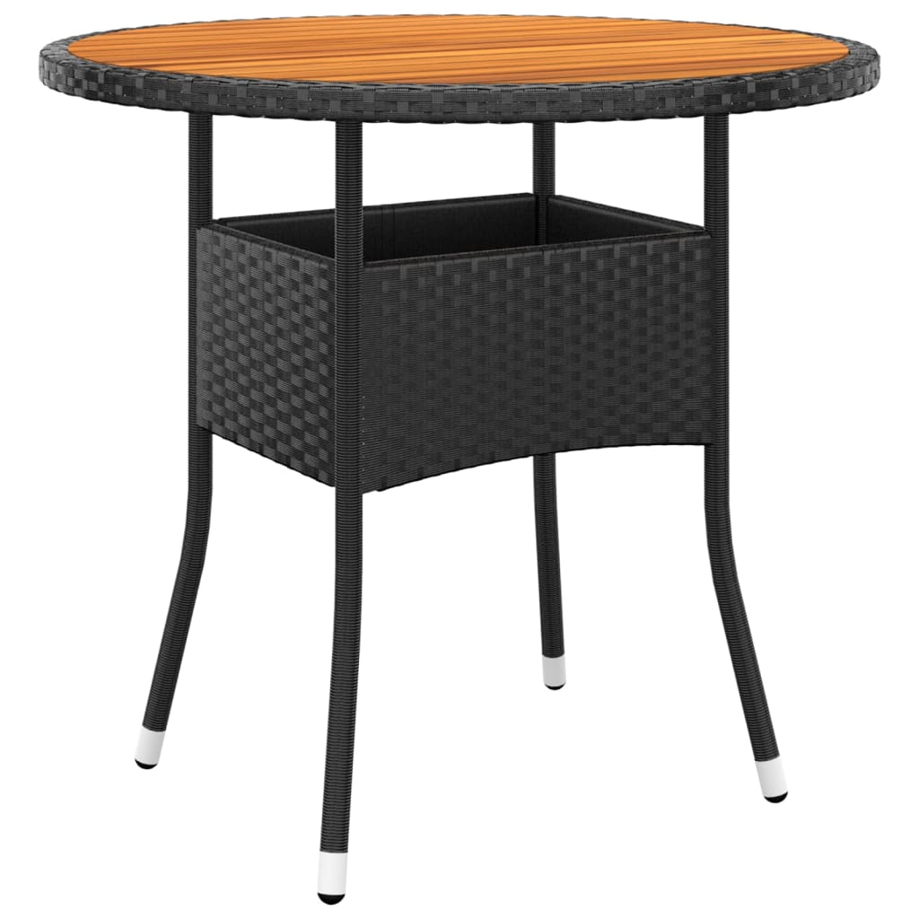 Garden Table Ø80X75 Cm Acacia Wood And Poly Rattan