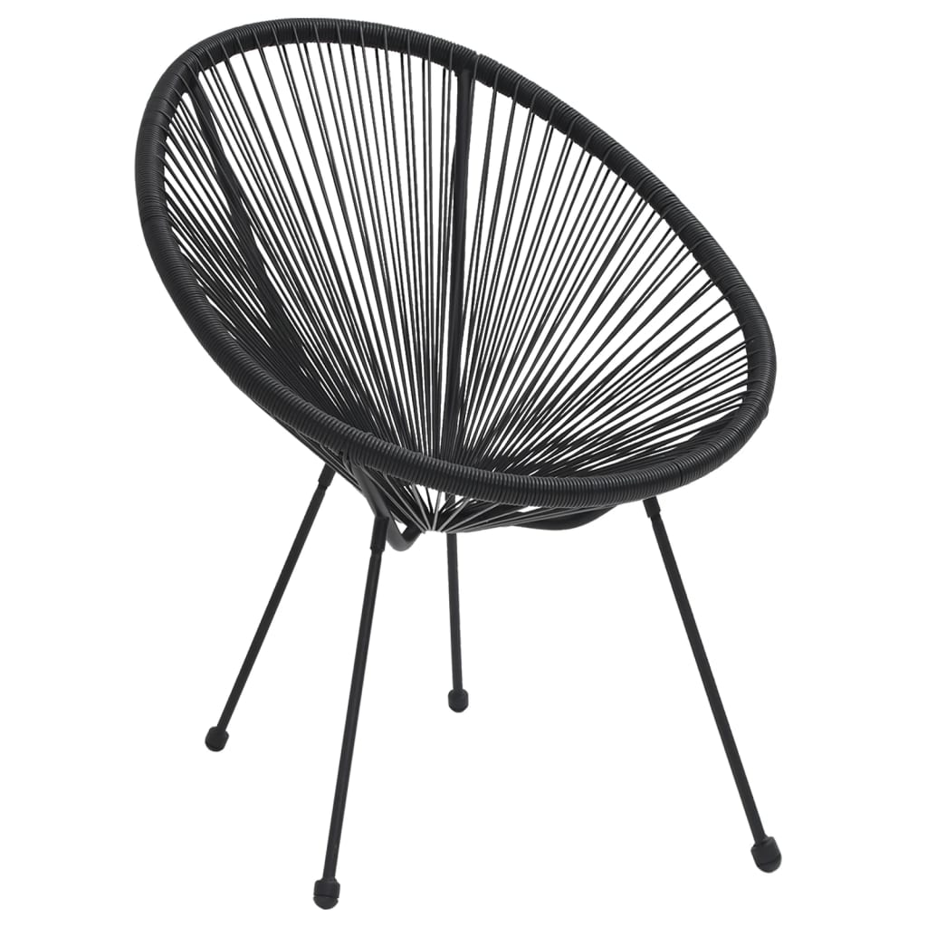 Garden Moon Chairs 2 Pcs Rattan Black