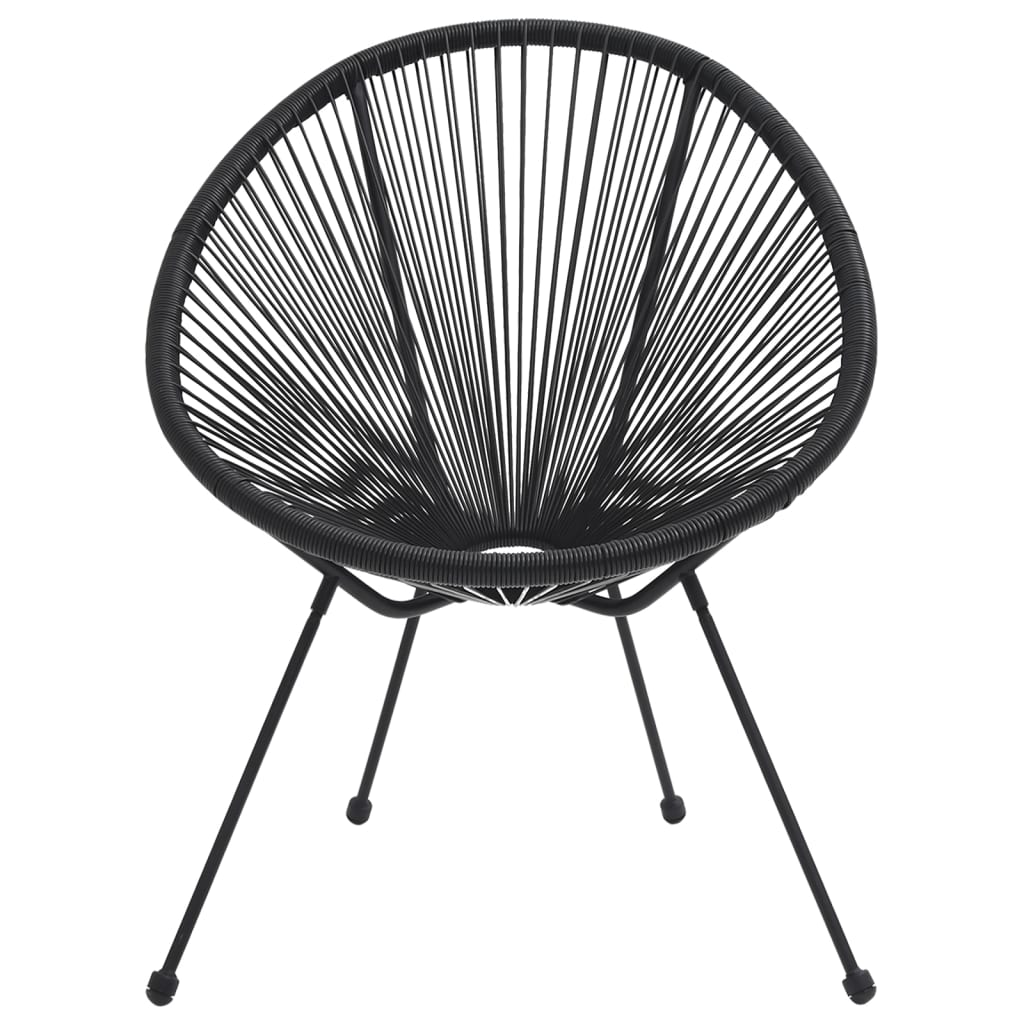 Garden Moon Chairs 2 Pcs Rattan Black