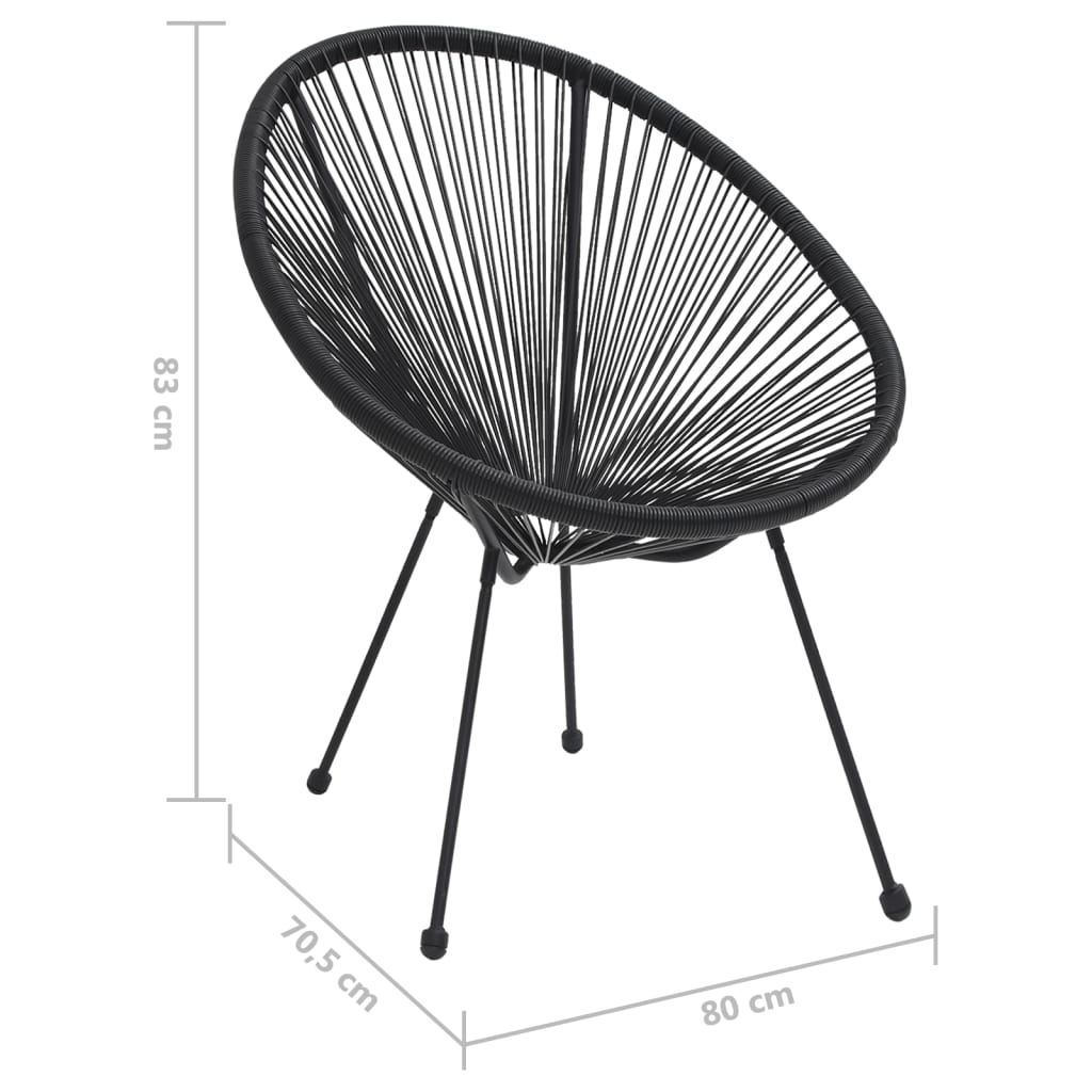Garden Moon Chairs 2 Pcs Rattan Black