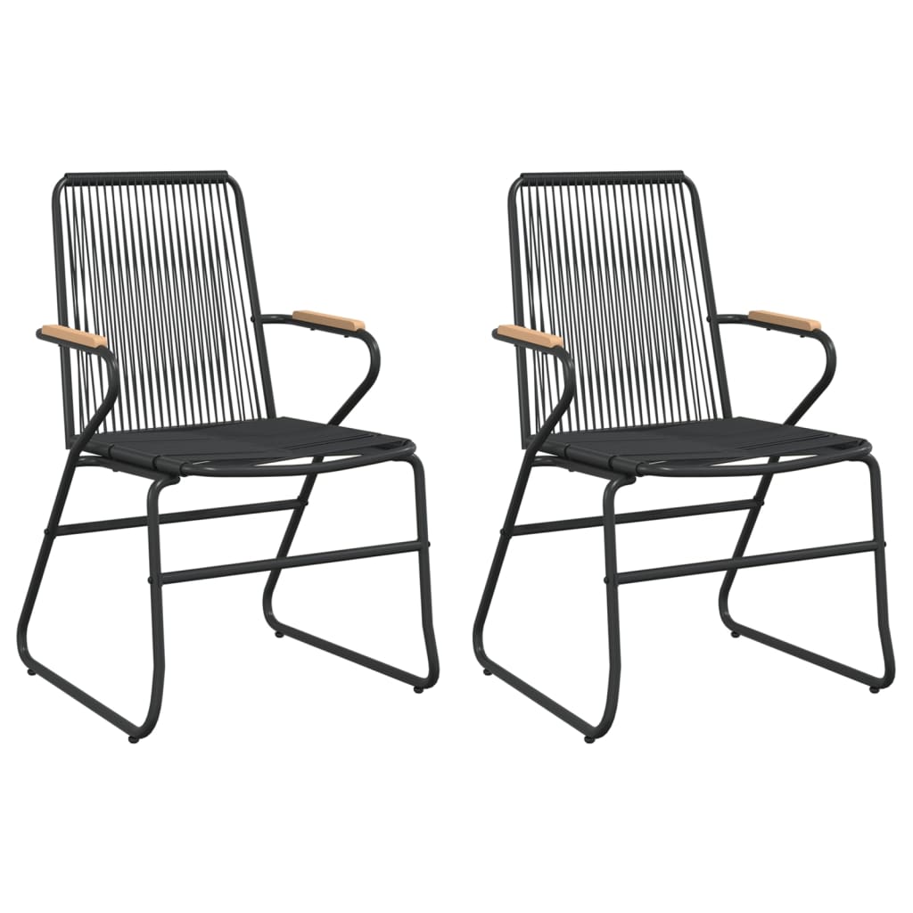 Garden Chairs 2 Pcs Black 58X59X85.5 Cm Pvc Rattan