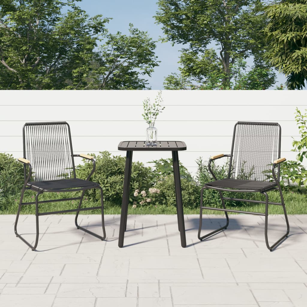 Garden Chairs 2 Pcs Black 58X59X85.5 Cm Pvc Rattan