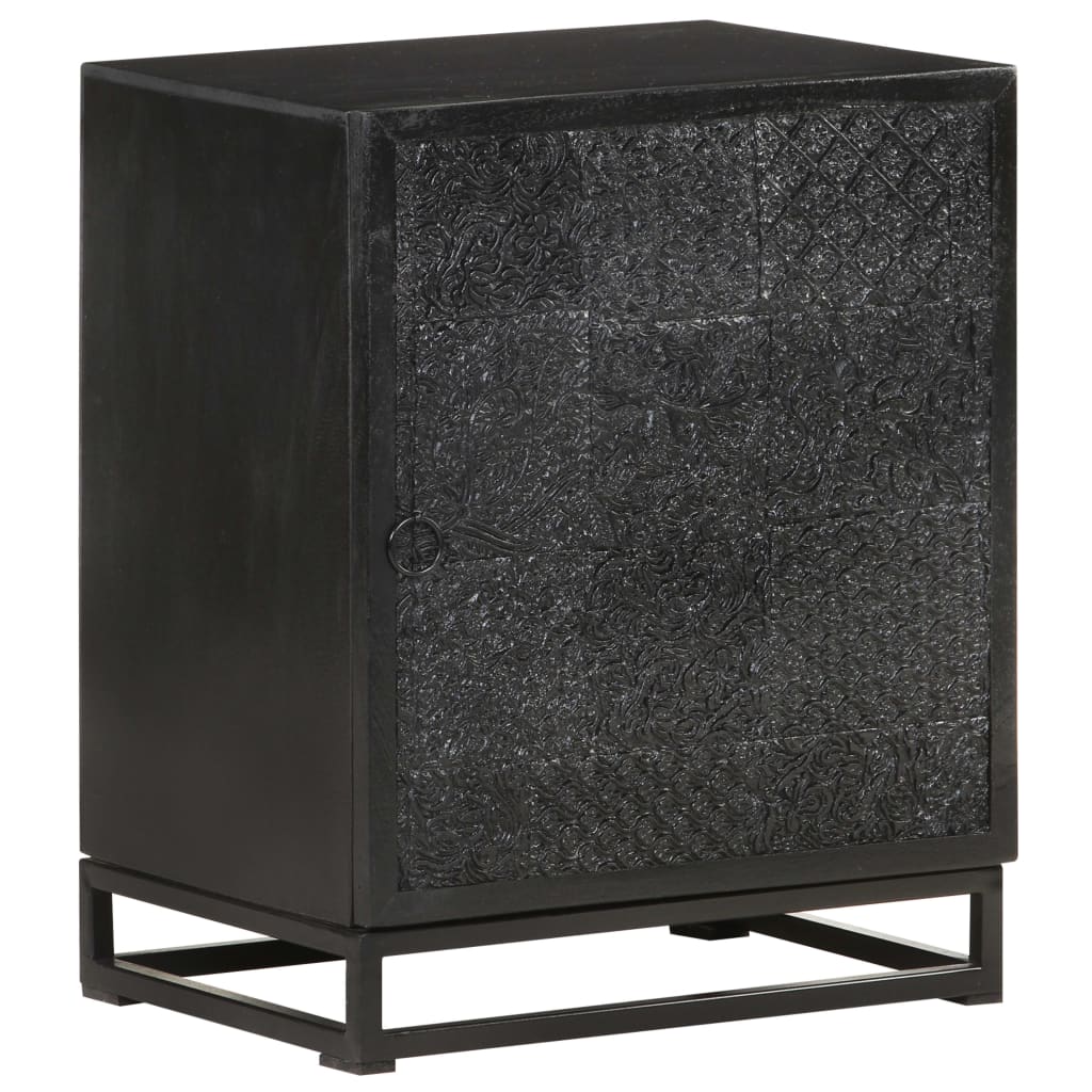 Bedside Cabinet Black 40X30X50 Cm Solid Acacia And Mango Wood