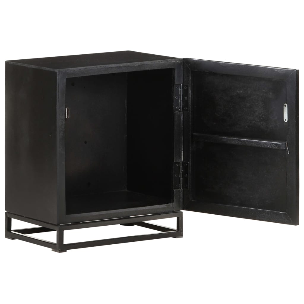 Bedside Cabinet Black 40X30X50 Cm Solid Acacia And Mango Wood