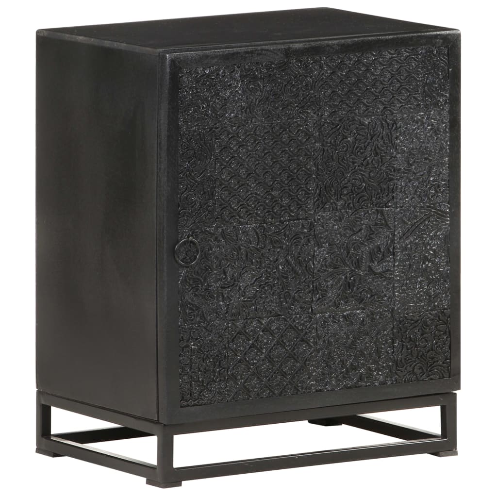 Bedside Cabinet Black 40X30X50 Cm Solid Acacia And Mango Wood