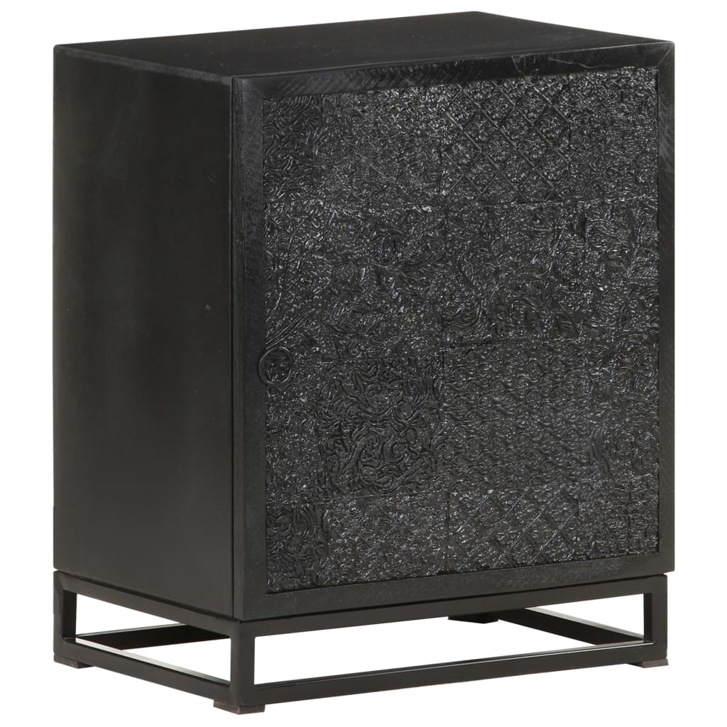 Bedside Cabinet Black 40X30X50 Cm Solid Acacia And Mango Wood