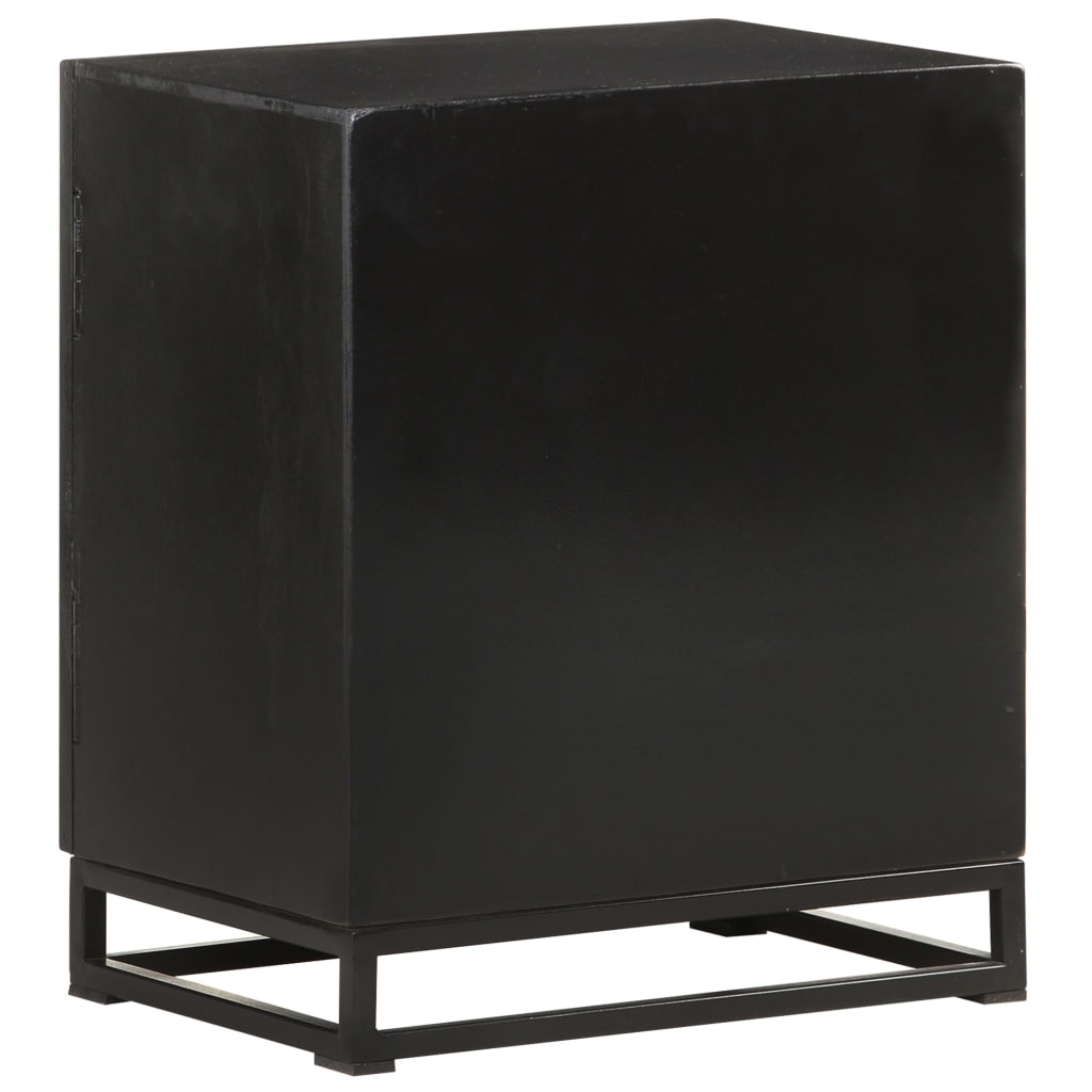 Bedside Cabinet Black 40X30X50 Cm Solid Acacia And Mango Wood