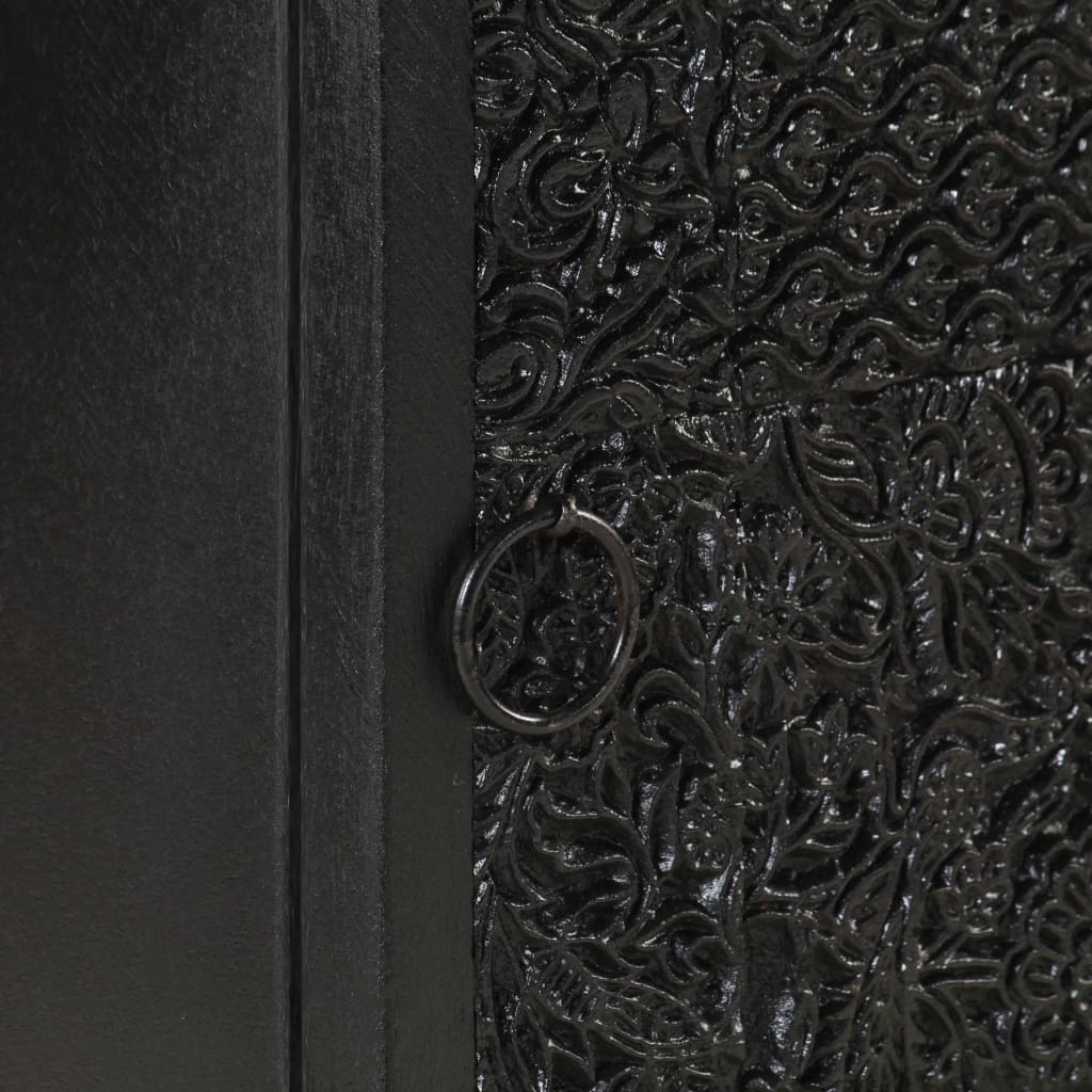 Bedside Cabinet Black 40X30X50 Cm Solid Acacia And Mango Wood