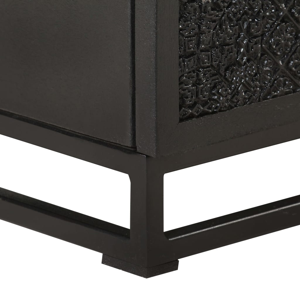 Bedside Cabinet Black 40X30X50 Cm Solid Acacia And Mango Wood