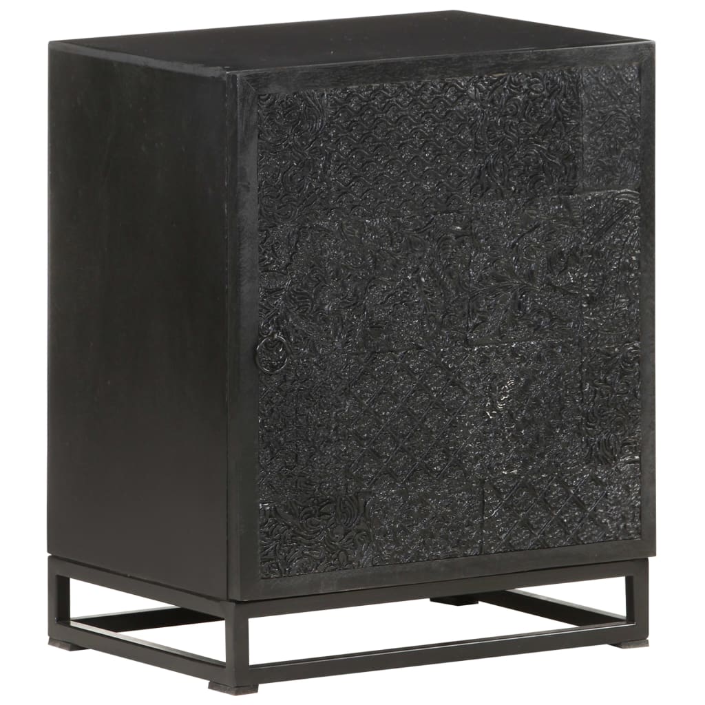 Bedside Cabinet Black 40X30X50 Cm Solid Acacia And Mango Wood