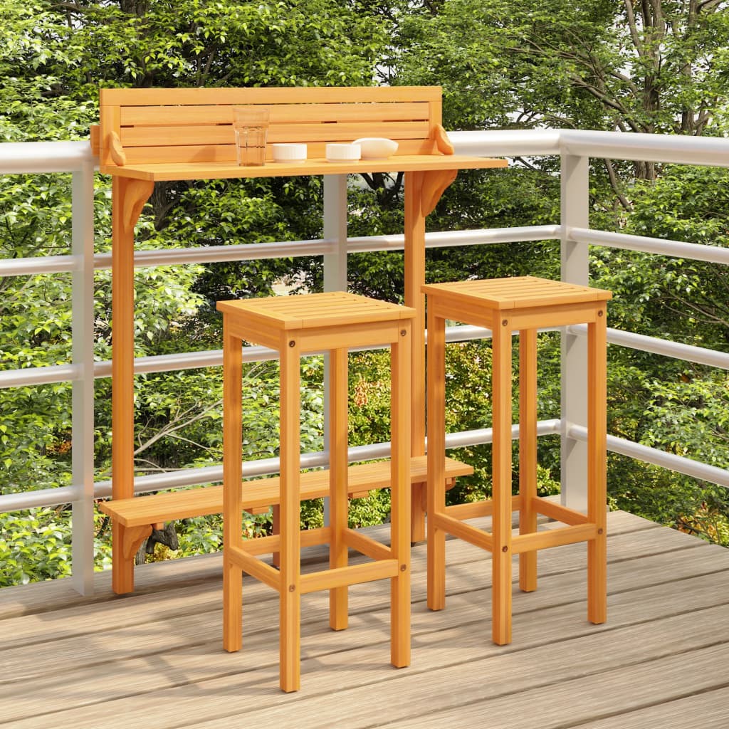 3 Piece Balcony Bar Set Solid Wood Acacia
