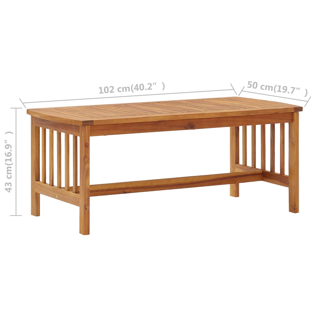 Coffee Table 102X50X43 Cm Solid Acacia Wood