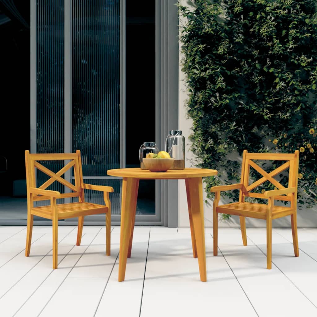 Outdoor Dining Chairs 3 Pcs Solid Wood Acacia