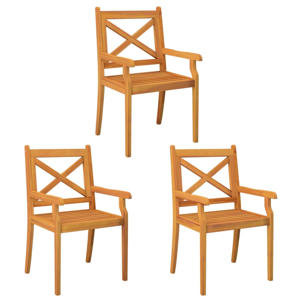Outdoor Dining Chairs 3 Pcs Solid Wood Acacia