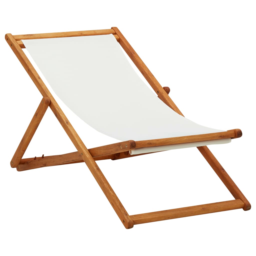 Folding Beach Chair Eucalyptus Wood And Fabric