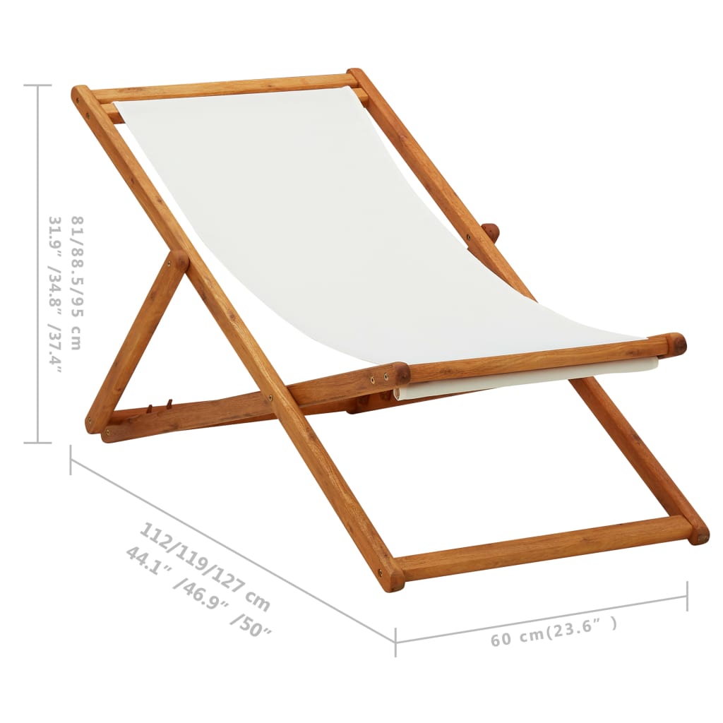 Folding Beach Chair Eucalyptus Wood And Fabric