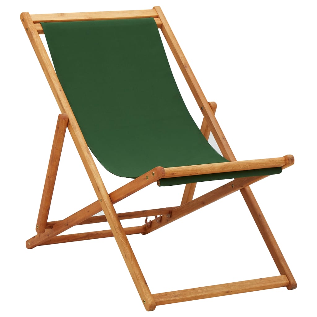 Folding Beach Chair Eucalyptus Wood And Fabric