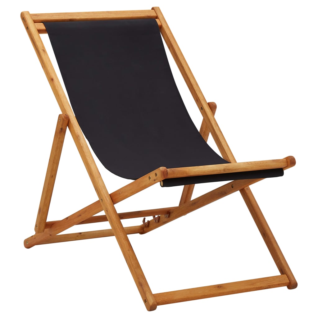 Folding Beach Chair Eucalyptus Wood And Fabric