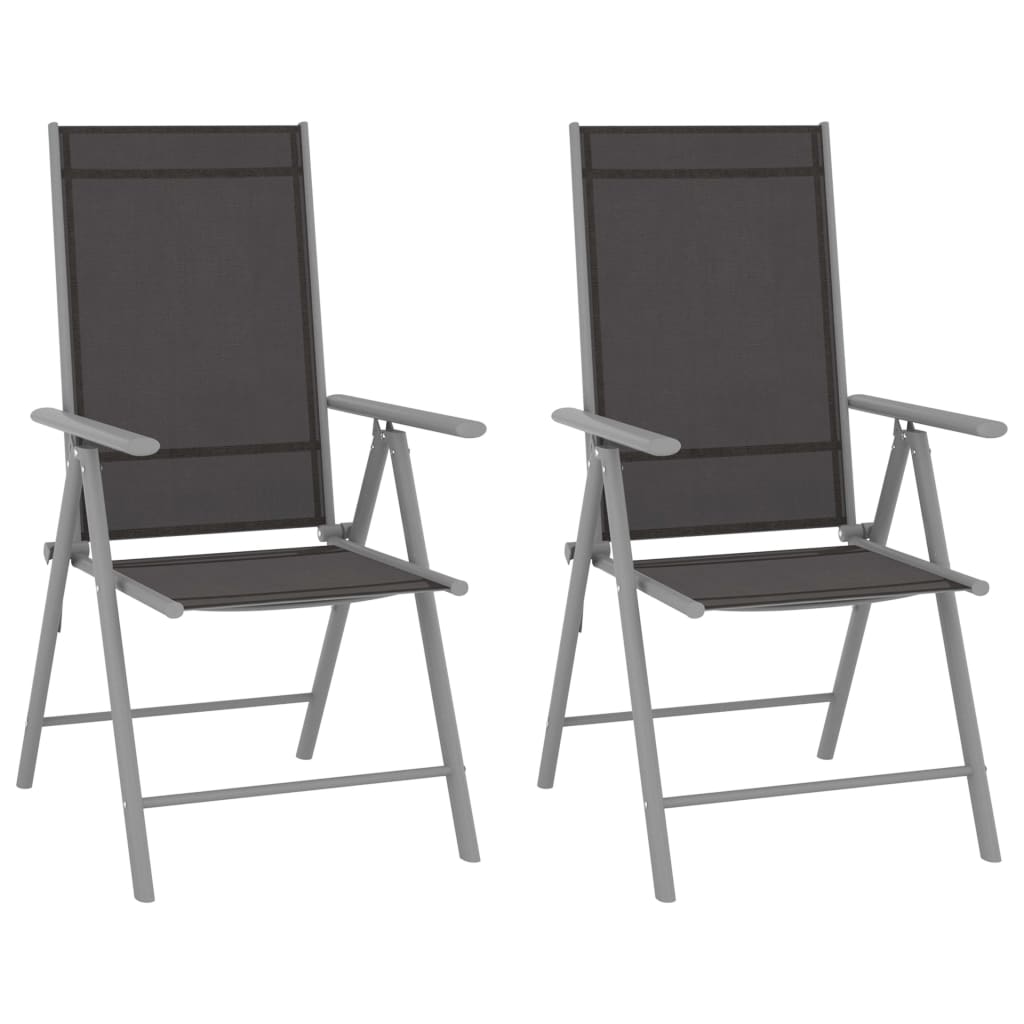 Folding Garden Chairs 2 Pcs Textilene Black