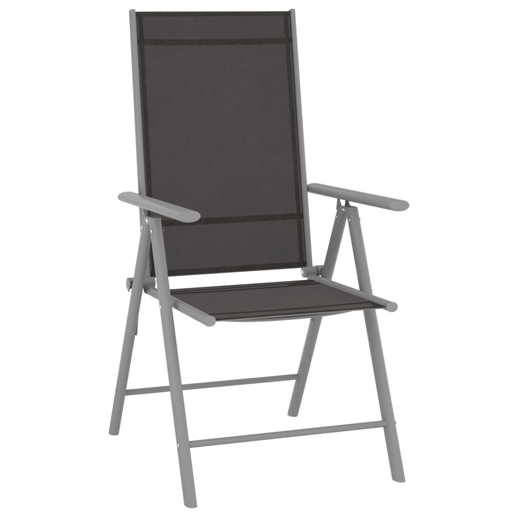 Folding Garden Chairs 2 Pcs Textilene Black