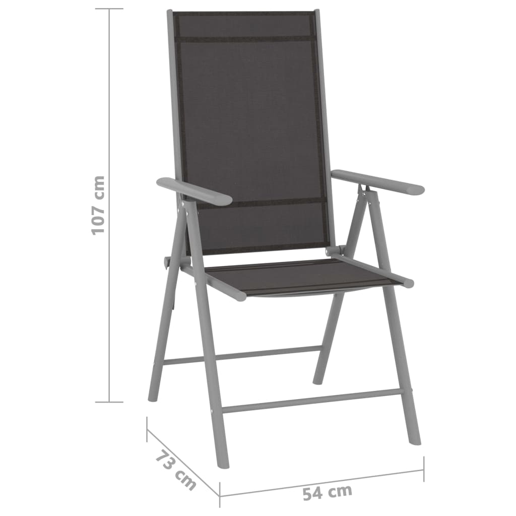 Folding Garden Chairs 2 Pcs Textilene Black