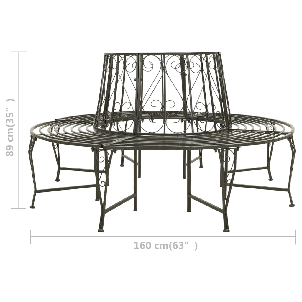 Garden Tree Bench 160 Cm Steel