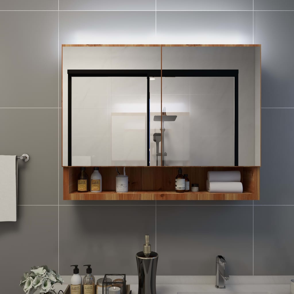 Led Bathroom Mirror Cabinet 80X15X60 Cm Mdf