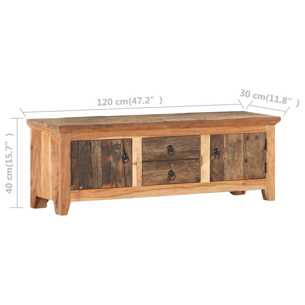 Tv Cabinet 120X30X40 Cm Solid Acacia Wood And Reclaimed Wood