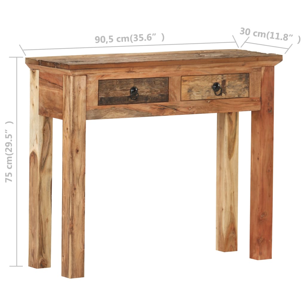 Console Table 90.5X30X75Cm Solid Acacia Wood And Reclaimed Wood