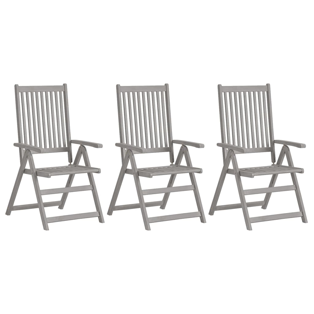 Garden Reclining Chairs 4 Pcs Grey Solid Acacia Wood