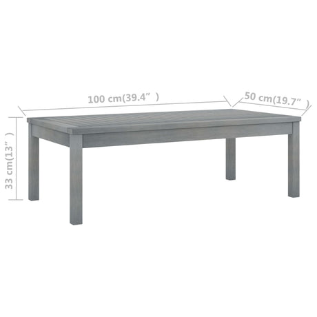 Coffee Table 100X50X33 Cm Grey Solid Acacia Wood