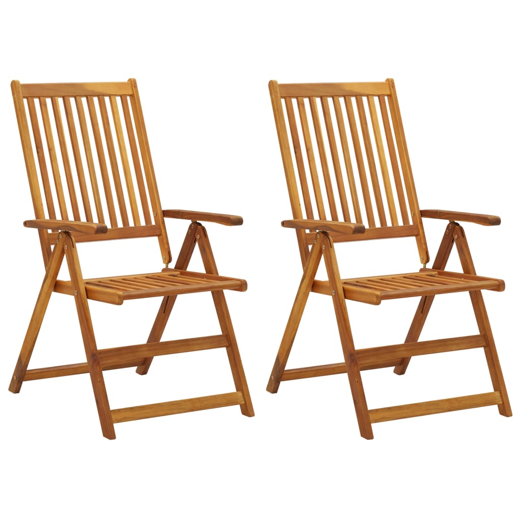 Garden Reclining Chairs 2 Pcs Solid Acacia Wood