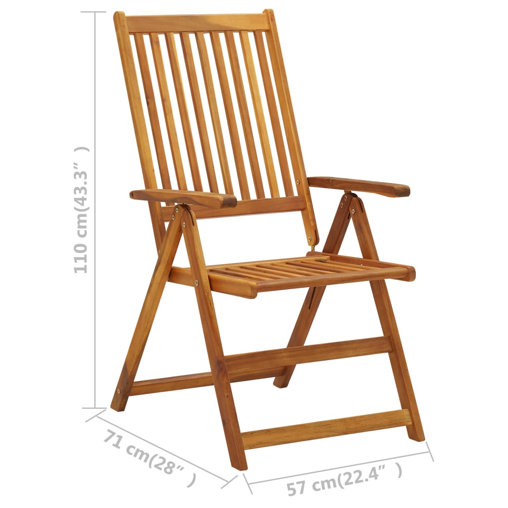 Garden Reclining Chairs 2 Pcs Solid Acacia Wood
