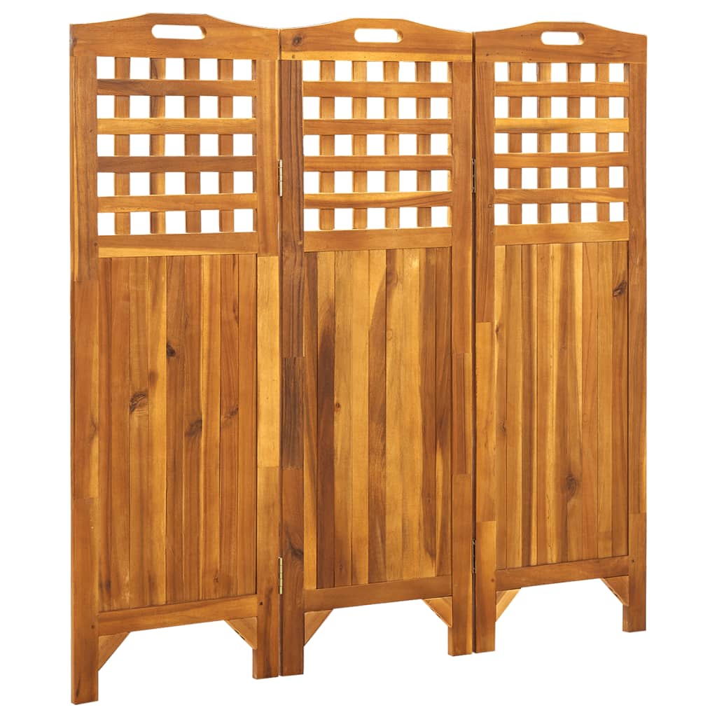 4-Panel Room Divider Solid Acacia Wood