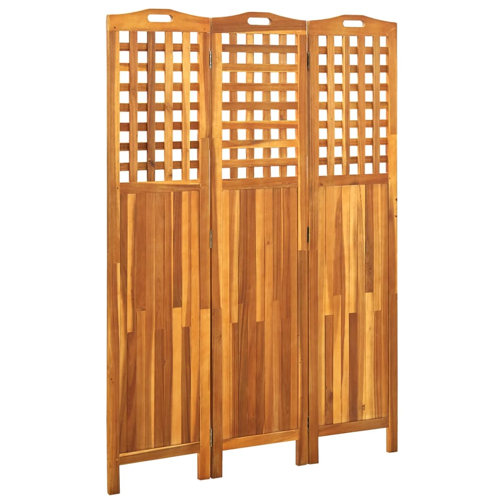 4-Panel Room Divider Solid Acacia Wood