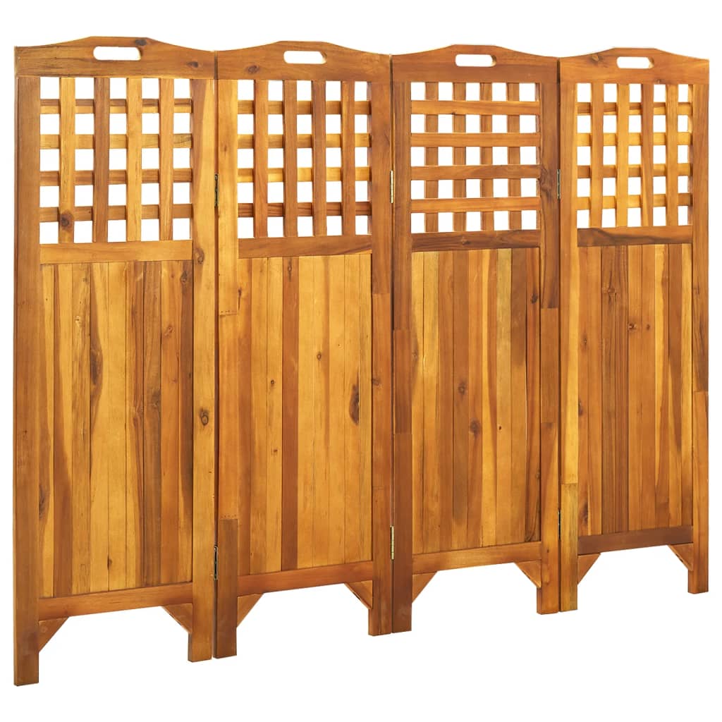 4-Panel Room Divider Solid Acacia Wood