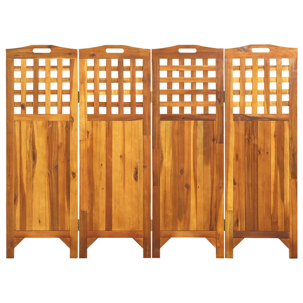 4-Panel Room Divider Solid Acacia Wood