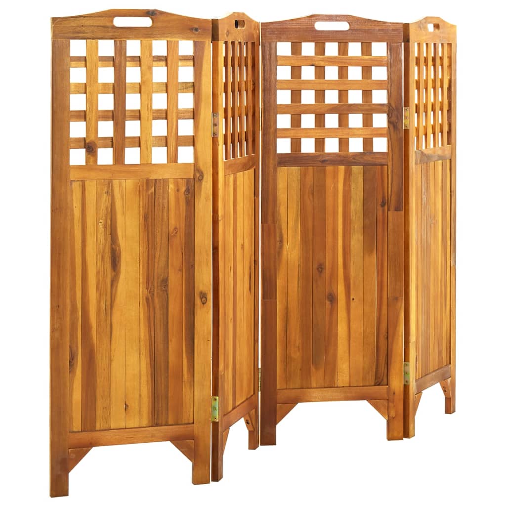 4-Panel Room Divider Solid Acacia Wood