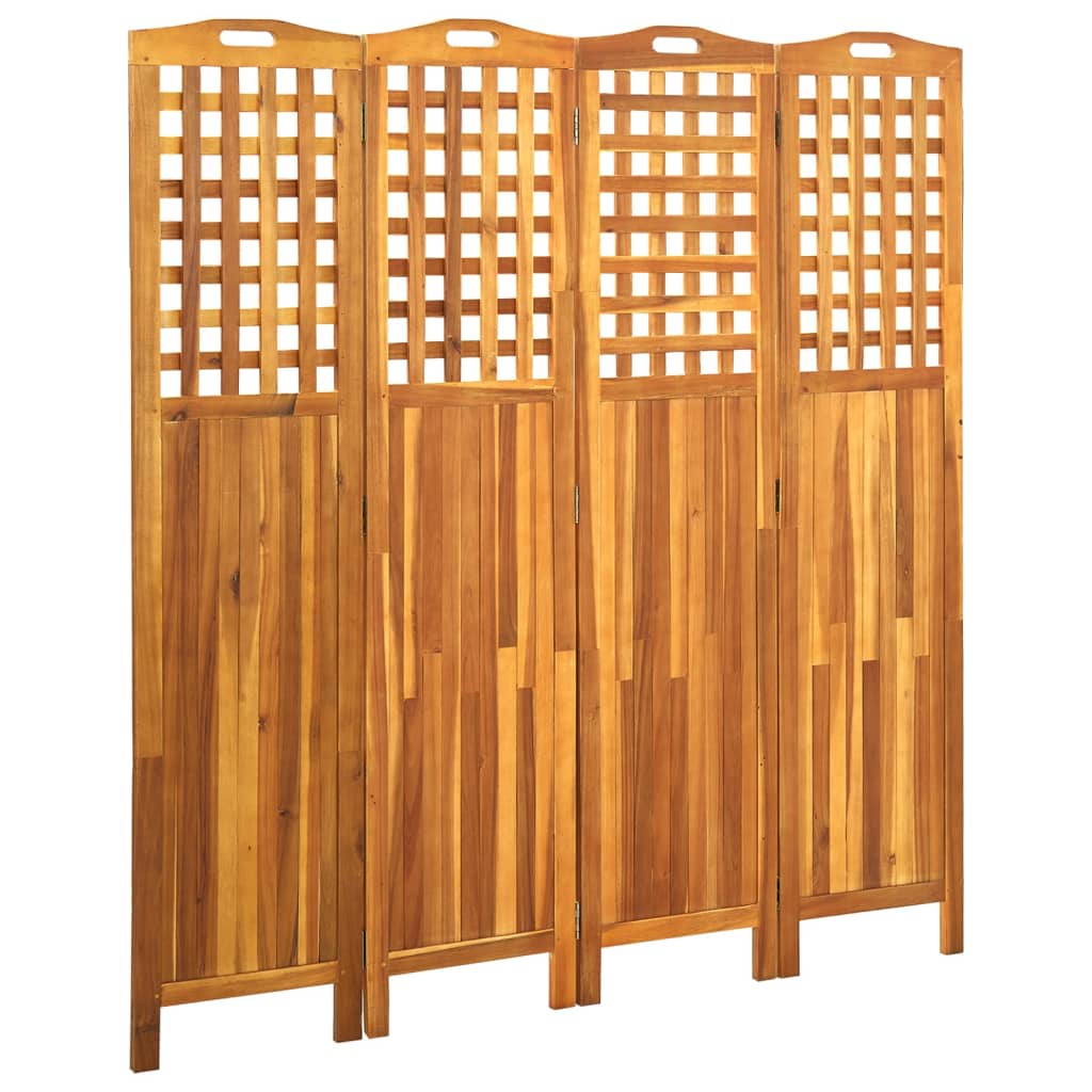 4-Panel Room Divider Solid Acacia Wood