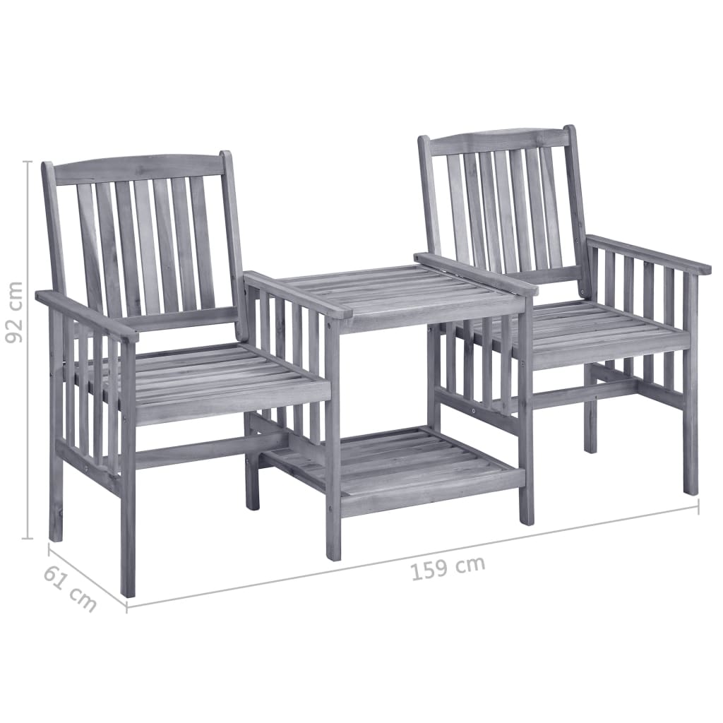 Garden Chairs With Tea Table 159X61X92 Cm Solid Acacia Wood