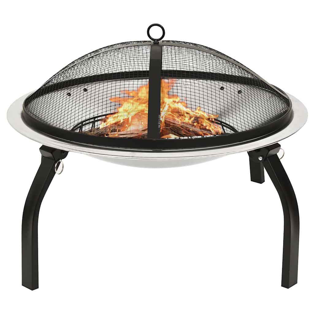 2-In-1 Fire Pit And Bbq With Poker 56X56X49 Cm Steel