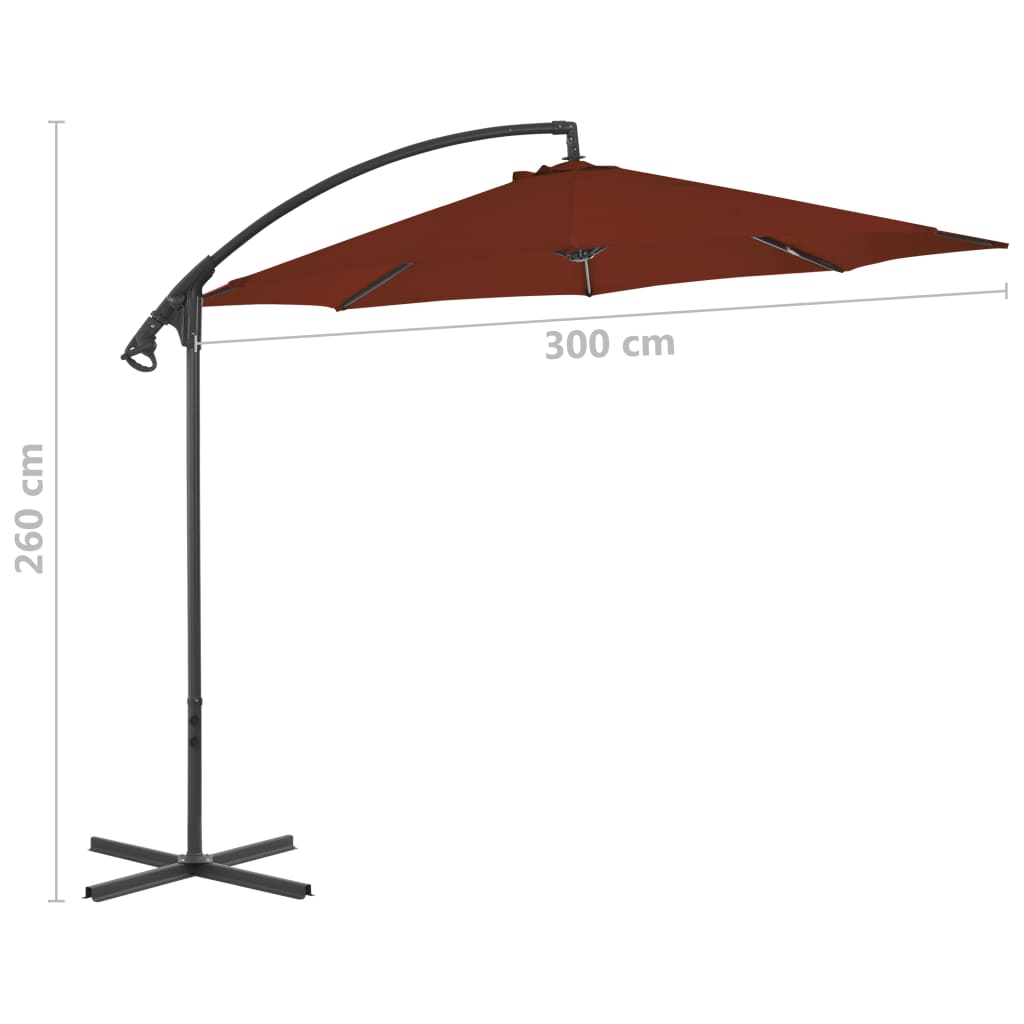Cantilever Garden Parasol With Steel Pole 300 Cm