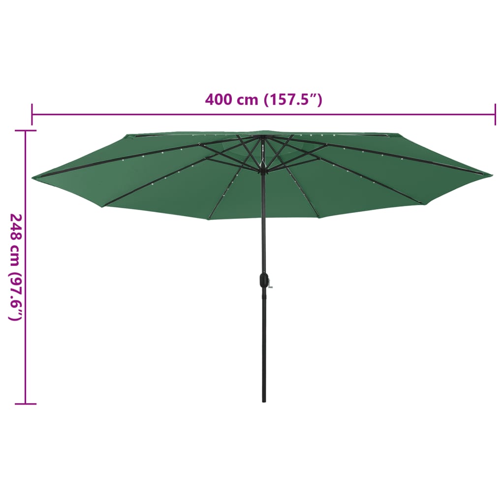 Garden Parasol With Led Lights 400 Cm