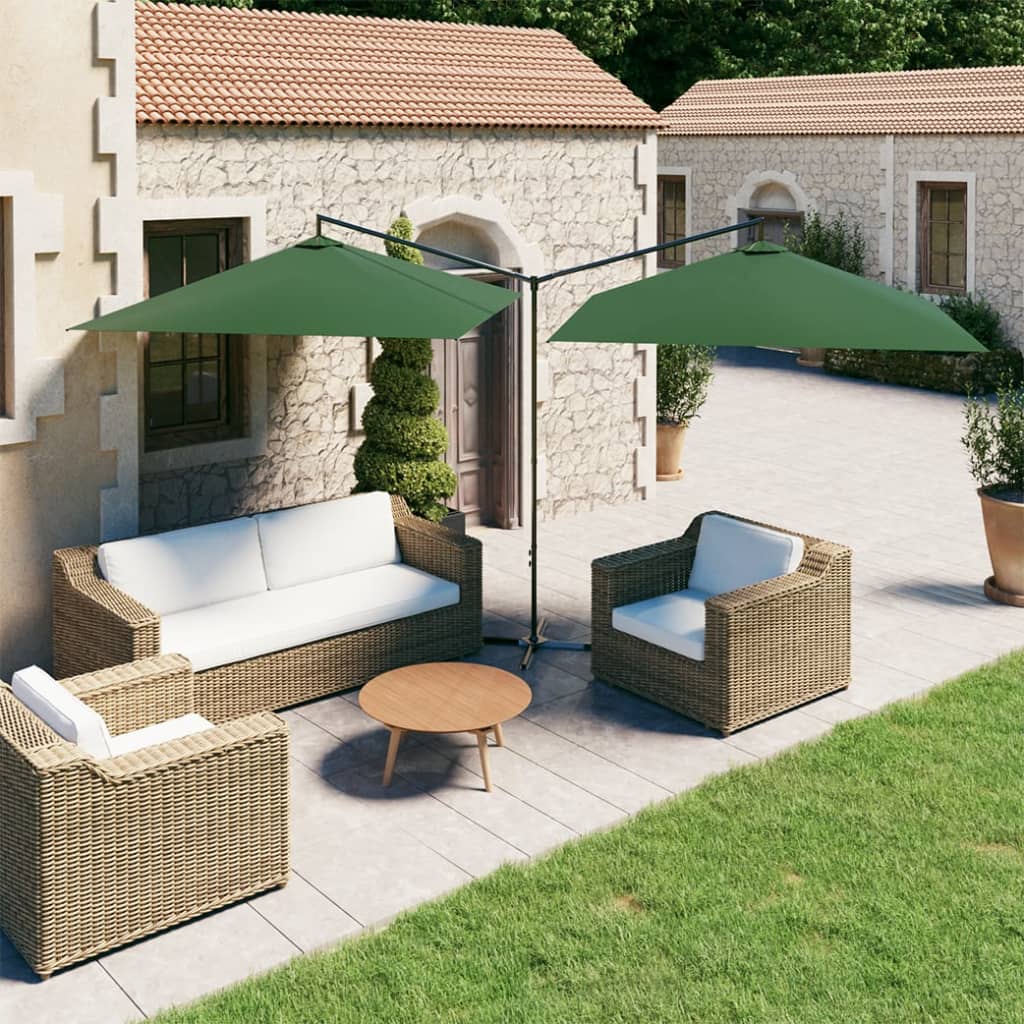 Double Garden Parasol With Steel Pole 600X300 Cm