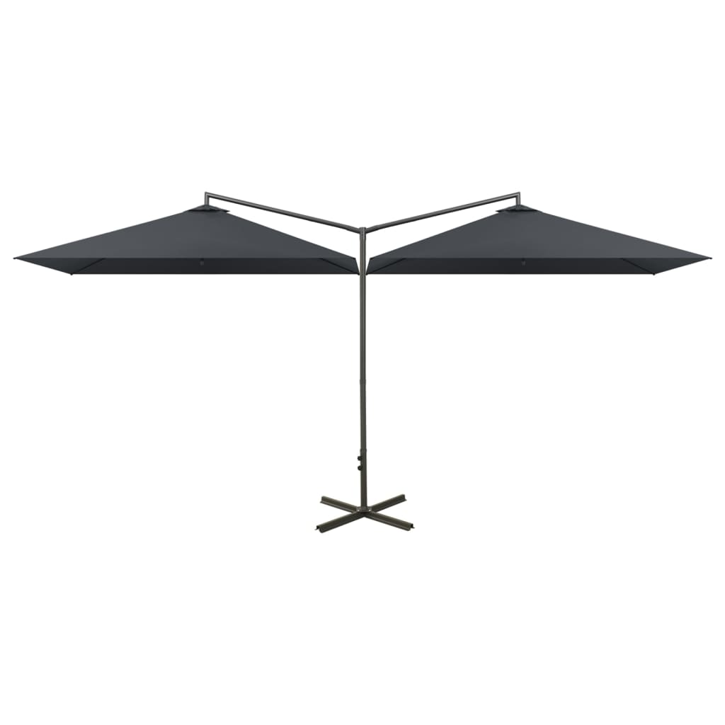Double Garden Parasol With Steel Pole 600X300 Cm