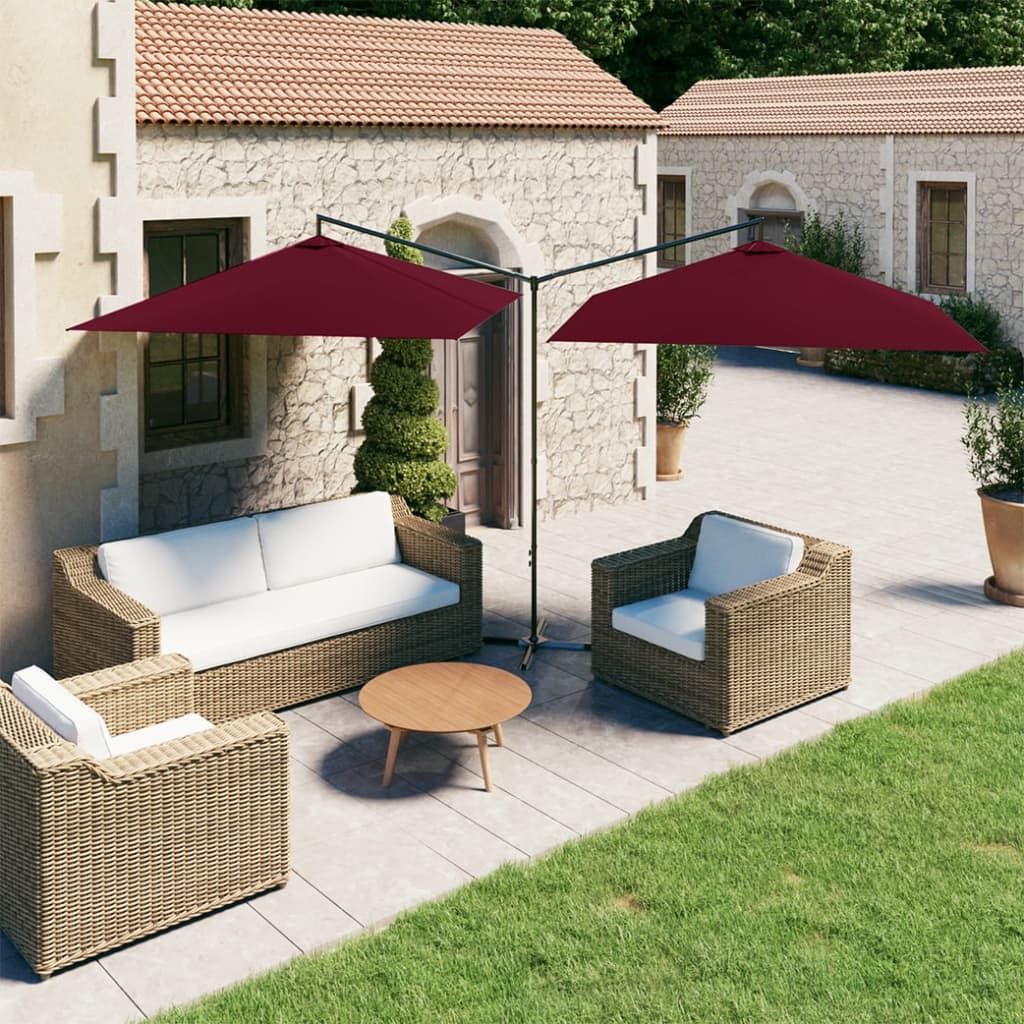 Double Garden Parasol With Steel Pole 600X300 Cm