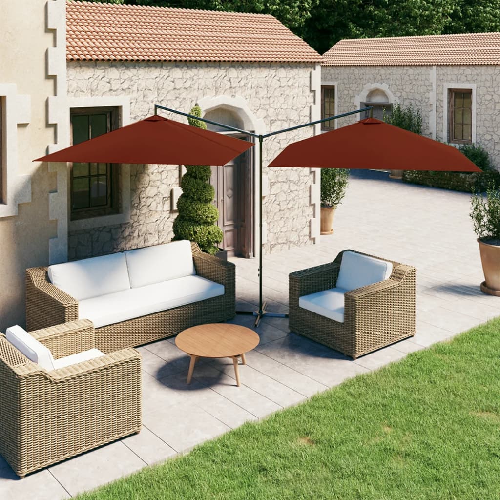 Double Garden Parasol With Steel Pole 600X300 Cm