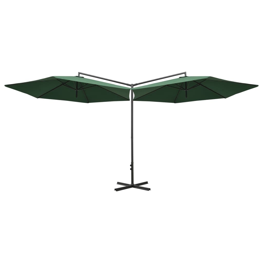 Double Garden Parasol With Steel Pole 600 Cm