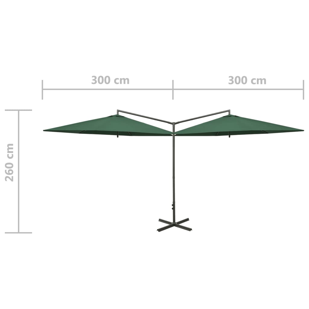 Double Garden Parasol With Steel Pole 600 Cm