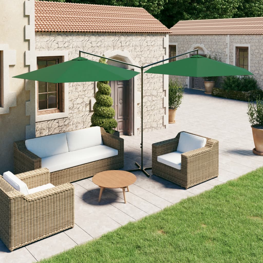 Double Garden Parasol With Steel Pole 600 Cm